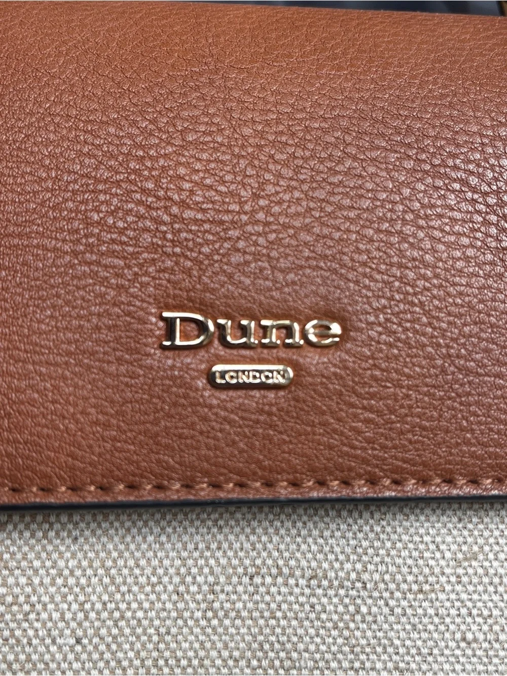 Dune London Canvas Brown Leather Top Handle Satchel Crossbody Bag